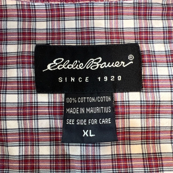 Eddie Bauer Button Down Short Sleeve Red Plaid Men's Size XL work shirt - Picture 6 of 7